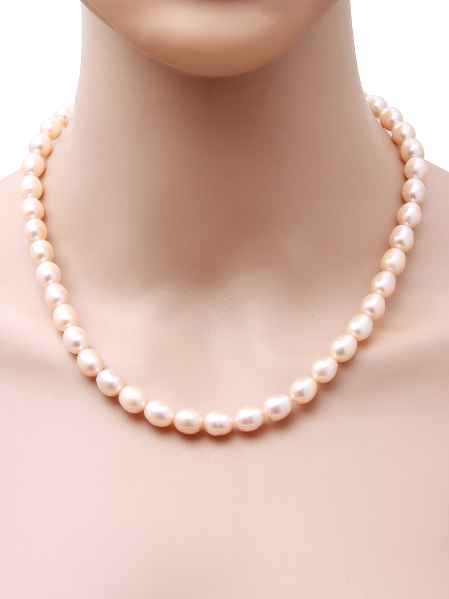 Oval (8mm by 10mm) Pink Freshwater Pearl Necklace, 200 carats - (F1006 –  TARUNA BIYANI®